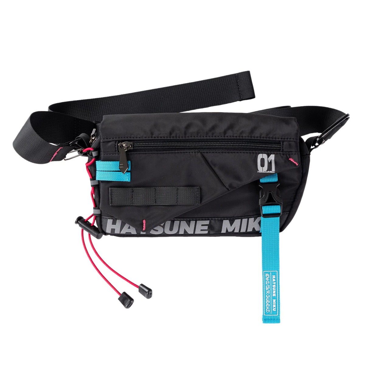 Black MOEYU Hatsune Miku Neon Techno crossbody bag front view