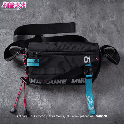 Black Hatsune Miku Neon Techno crossbody bag flat lay