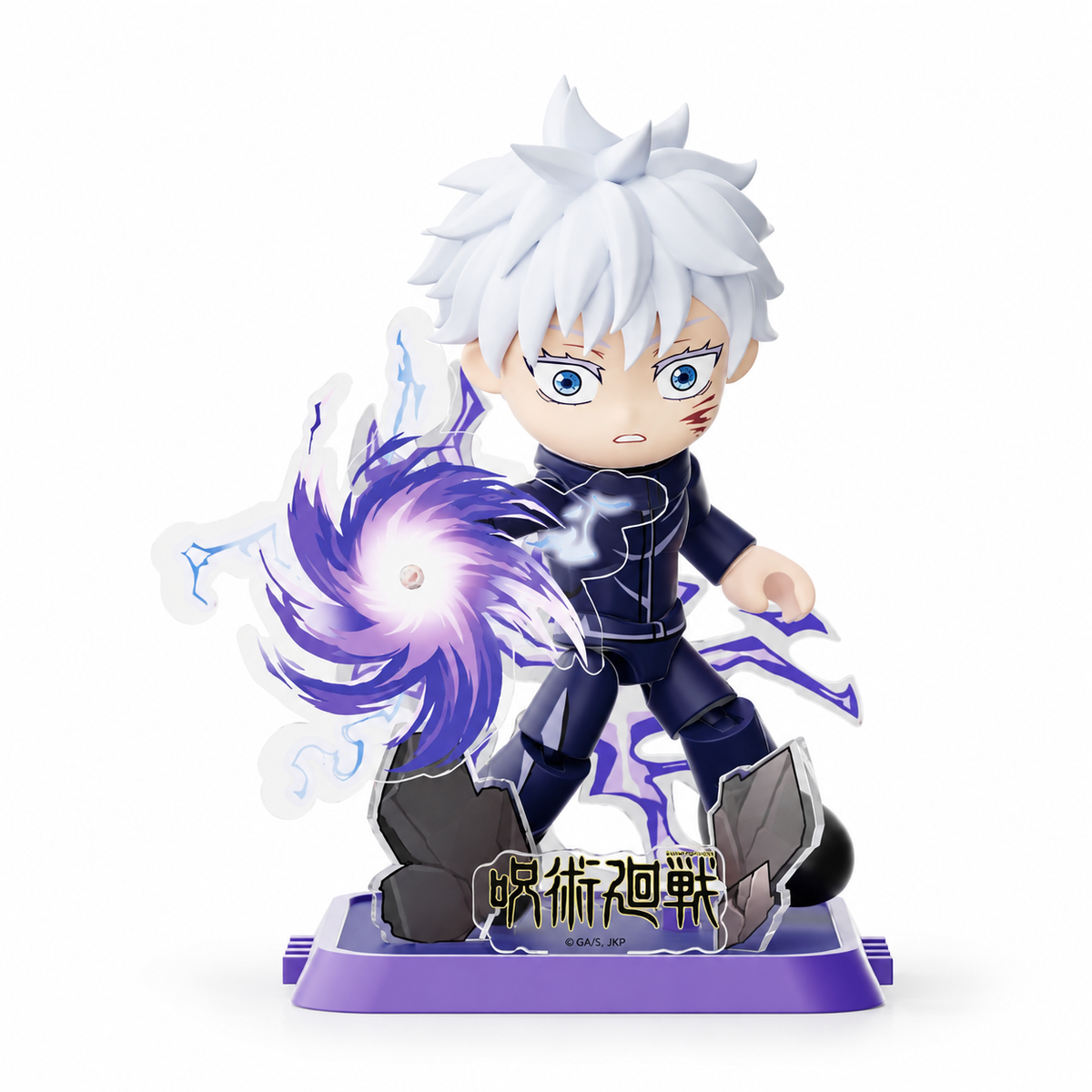 PUREMIND Satoru Gojo Cursed Energy Flexi.Figs kit assembled with purple effect and display base