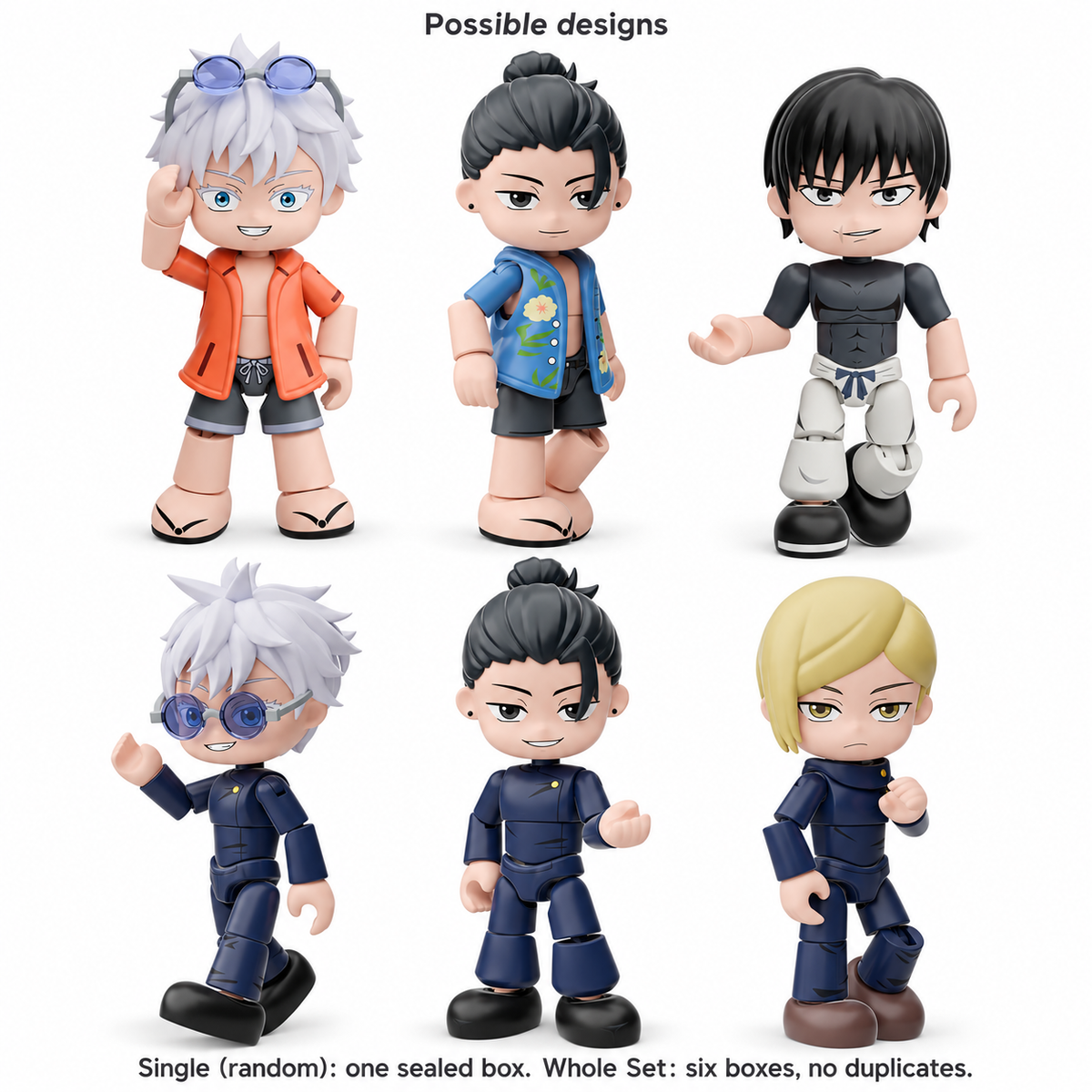 Six possible Hidden Inventory Flexi.Figs designs with random single and Whole Set explanation